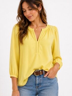 THE LIMITED Yellow Blouse | XS | Lightweight 3/4 Sleeve Top